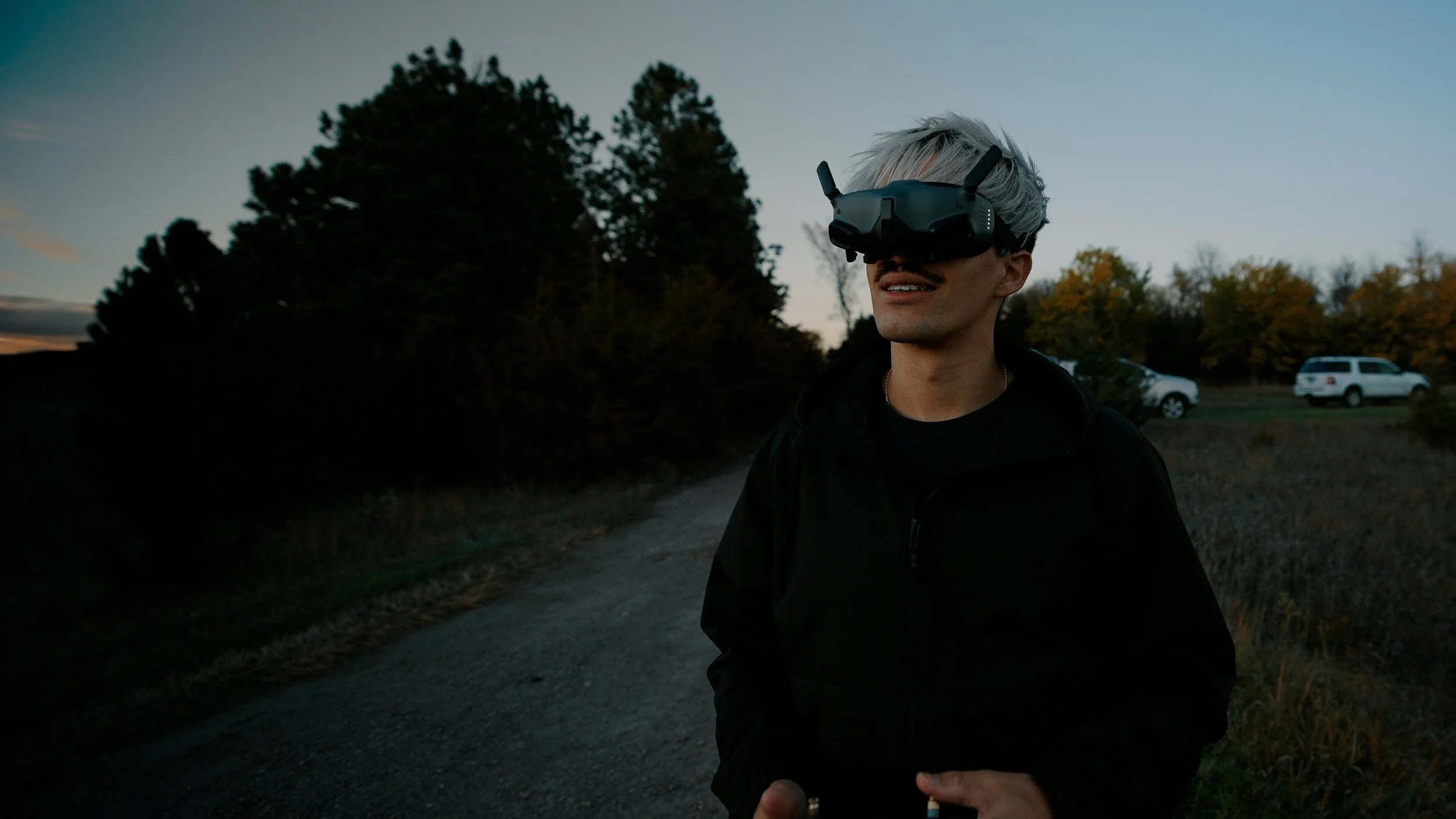 Jeffrey Zoss wearing FPV goggles